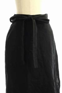 nest Robe 20AW ナチュラルサロンスカート ラップ フレア ロング ウエストリボン F 黒