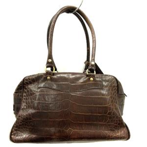 J&M DAVIDSON バッグ ハンド トート タッセル レザー 型押し 茶色 ブラウン