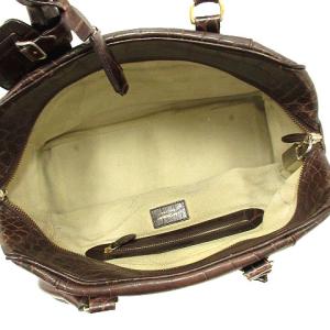 J&M DAVIDSON バッグ ハンド トート タッセル レザー 型押し 茶色 ブラウン