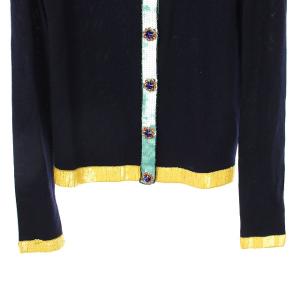 alice + olivia ビジューニットカーディガン 長袖 スパンコール装飾 XS/TP 紺 ネイビー