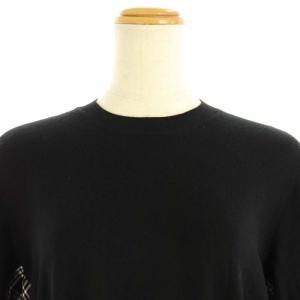 nagonstans 20SS チェック切替シャツニット カットソー シルク混 長袖 38 黒