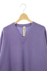 nagonstans 19AW スリット ニットワンピース Vネック ロング コクーン ウール 長袖 36 紫 パープル