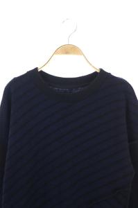 Martin Margiela 6 MM6 Asymmetric ストライプニットワンピース アシンメトリー ロング ウール 長袖 M 紺 黒