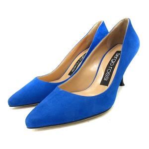 パンプス ピンヒール ポインテッドトゥ スエード 36.5 23.5cm 青 ブルー