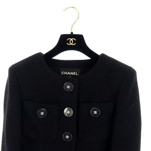 CHANEL BOUTIQUE ブラック ノーカラージャケット 34 CHANEL BOUTIQUE ブラック ノーカラージャケット 34