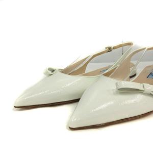 PRADA リボンモチーフフラットパンプス 38 ホワイト