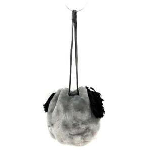 LUDLOW バッグ ショルダー 巾着 フェイクファー フリンジ グレー