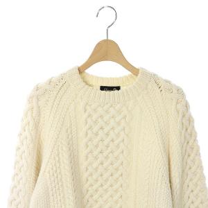 Drawer ウール カシミヤ ミンク エルボーパッチ付 ニット