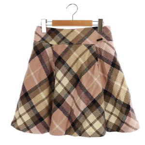 スカート 膝丈 ミニ ウール チェック柄 ピンク ベージュ