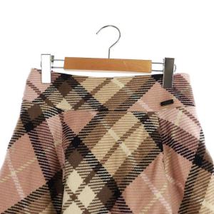 BLUE LABEL CRESTBRIDGE スカート 膝丈 ミニ ウール チェック柄 ピンク ベージュ