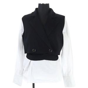 AMERI MINI JACKET DOCKING SHIRTS F ブラック