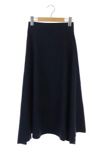 19AW アシンメトリーニットフレアスカート ロング 紺