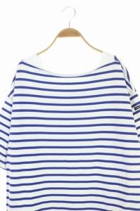 AMERICANA ワンピース ロング 五分袖 ボーダー サイドジップ 白 青