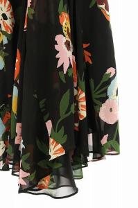 J&M DAVIDSON シフォンフラワーボリュームスリーブワンピース ロング 長袖 8 黒 マルチカラー