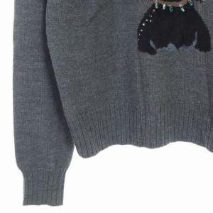 MUVEIL 犬インターシャプルオーバーニット セーター 長袖 38 グレー