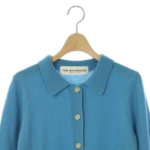 Shinzone 19AW 襟付きカーディガン ニット ウール 長袖 F 青