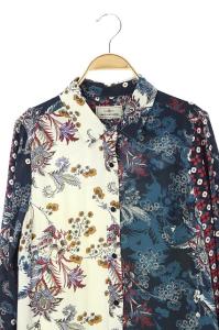GRACE CONTINENTAL 19AW サラサミックス シャツワンピース ロング 長袖 インナー付き 38 紺 白 赤 /HK ■OS