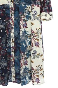 GRACE CONTINENTAL 19AW サラサミックス シャツワンピース ロング 長袖 インナー付き 38 紺 白 赤 /HK ■OS