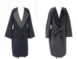 ロク 6 ベルト付リバーシブル ガウンコート アウター ウール 36 グレー