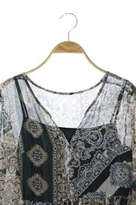 GRACE CONTINENTAL 18AW エスニックプリント半袖ワンピース ブラック