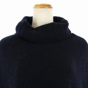 QUEENE AND BELLE ドゥーズィエムクラス取扱い ニット セーター ポンチョ スターデザイン タートルネック カシミヤ 紺