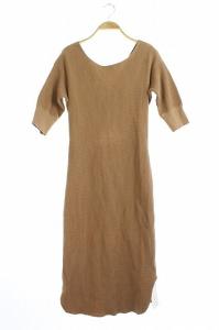 ロク 6 ROKU 変形 五分袖 ワンピース ワッフル ロング 36 ベージュ