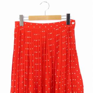 CELINE ジョーゼットロングプリーツスカート 36 レッド