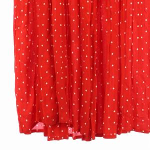 CELINE ジョーゼットロングプリーツスカート 36 レッド