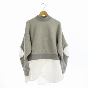 20SS フェイクレイヤードスウェットプルオーバー トレーナー シャツ 長袖 38 グレー 白