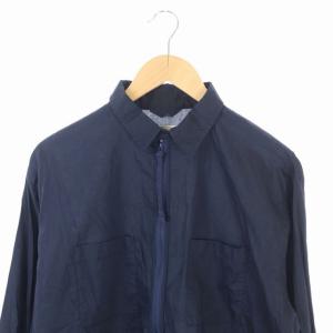 YSTRDY'S TMRRW COTTON LAWN 925 PULLOVER SHIRT シャツ ジップアップ プルオーバー 長袖 M 紺 ネイビー