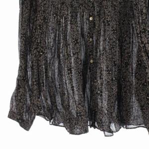 ISABEL MARANT ETOILE フラワーギャザーブラウス シャツ 長袖 フリル スタンドカラー 36 黒 ベージュ