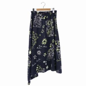 20SS スター プリント ロングスカート  ネイビー イエロー