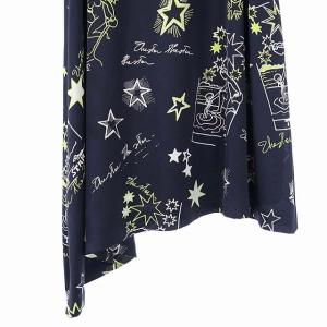 Diagram 20SS スター プリント ロングスカート  ネイビー イエロー