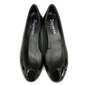 Repetto Lou ballerinas パンプス エナメル チャンキーヒール ローヒール リボン 36.5 23cm 黒
