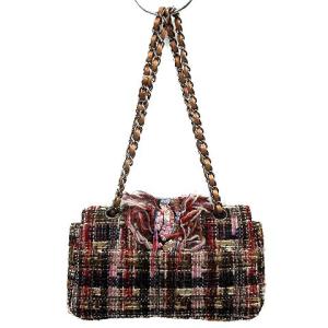 CHANEL フリンジ ツイード チェーンショルダーバッグ ココマーク マルチカラー