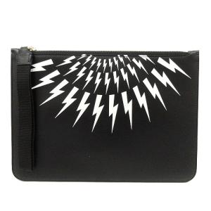 ポーチ サンダーボルト レザー 黒 ブラック 白 ホワイト