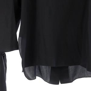 Chloe バックボタンシルクリボンブラウス プルオーバー フレアスリーブ 34 紺