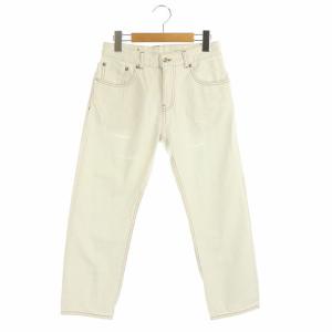 MM6 ダメージ加工デニムパンツ ジーンズ テーパード クロップド ブリーチ ダメージ加工 36 ライトブルー