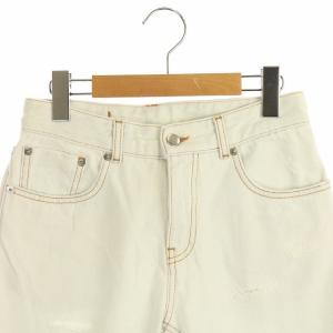 Martin Margiela 6 MM6 ダメージ加工デニムパンツ ジーンズ テーパード クロップド ブリーチ ダメージ加工 36 ライトブルー