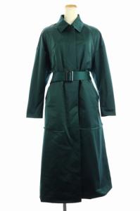 19AW 中綿 ロングコート ステンカラー 比翼ボタン ベルト付き 36 グリーン