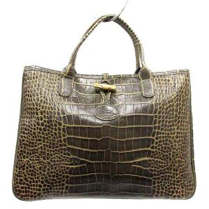 バッグ トート ハンド レザー クロコ型押し 黒