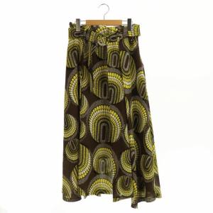 20SS アフリカンプリント フレアスカート ブラウン イエロー