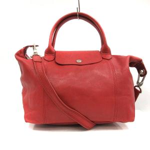 プリアージュ キュイール バッグ ハンド ショルダー 2way レザー 折り畳み 赤 レッド
