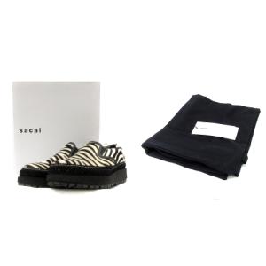 sacai 20SS スリッポン スニーカー ゼブラ柄 ハラコ 42 27cm 黒 白