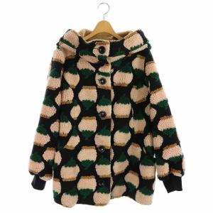 すずらんフードコート ショート ウール混 3L 黒 ピンク 緑