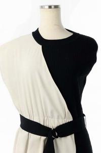 Diagram 20SS フェイクレイヤード  ニットワンピース  ブラック ベージュ