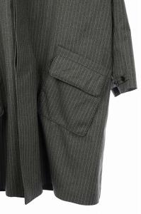 Norwegian Rain ストライプ フーデットコート アウター ロング 比翼ボタン M グレー 白