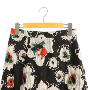 ENFOLD コレクションラインフラワージャガードスカート フレア 黒