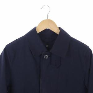 MACKINTOSH DUNOON ライナー付き ゴム引きコート アウター ステンカラー ロング 比翼ボタン 36 紺