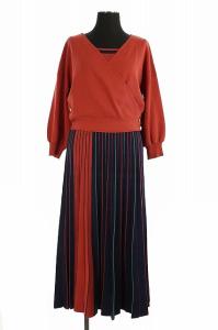 20SS ドルマン レイヤード ニットワンピース ネイビー レッド